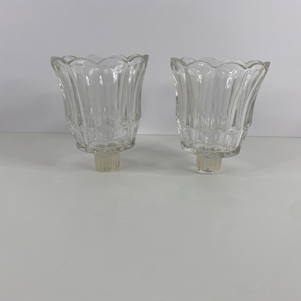 Clear Glass Peg Votive Candle Holders set of 2 - 4"